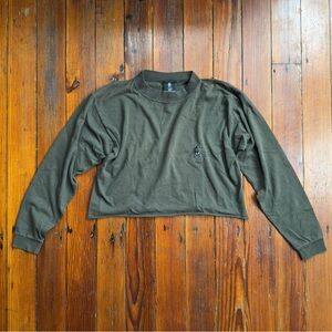 Vintage 90s B Ware cropped mock neck striped long sleeve t